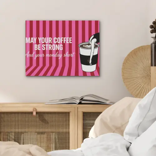 Roze - Strepen - Koffie - Maandag PET vilt klein -sfeer3