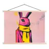Abstract - Konijn - Sjaal - Geel textielposter latten blank klein -3d