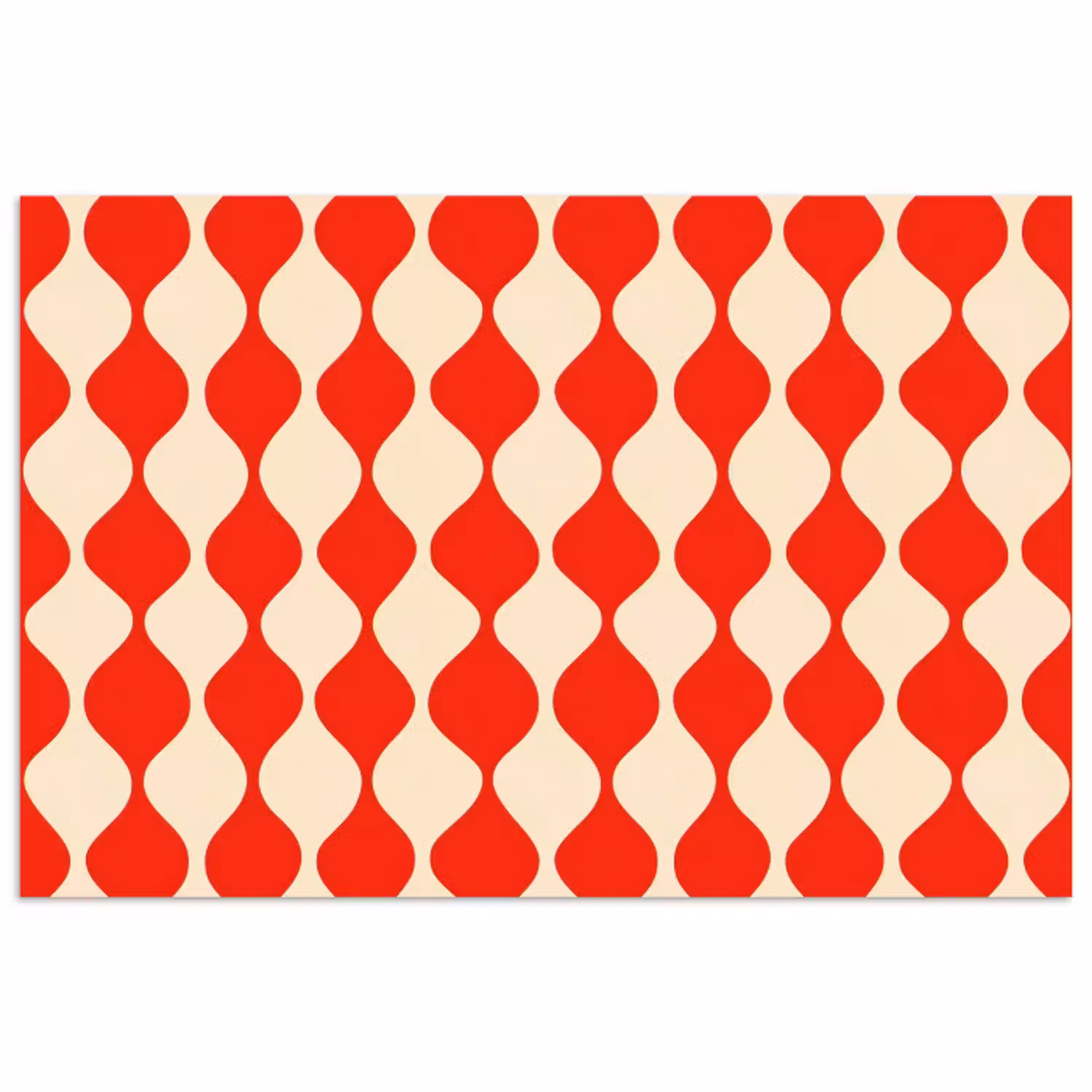 Golvend patroon - Retro - Rood - Beige poster papier klein 62 -3d