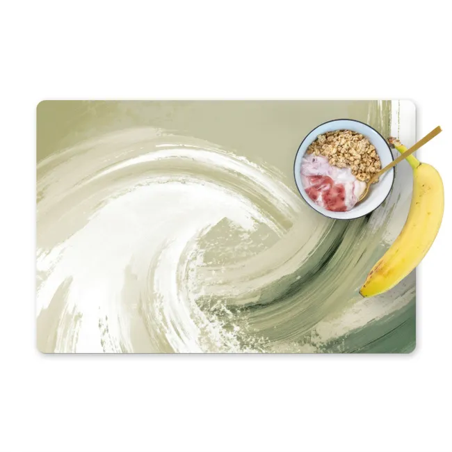 Placemat - 6 stuks - Abstract - Penseelstreken - Golven - Groen