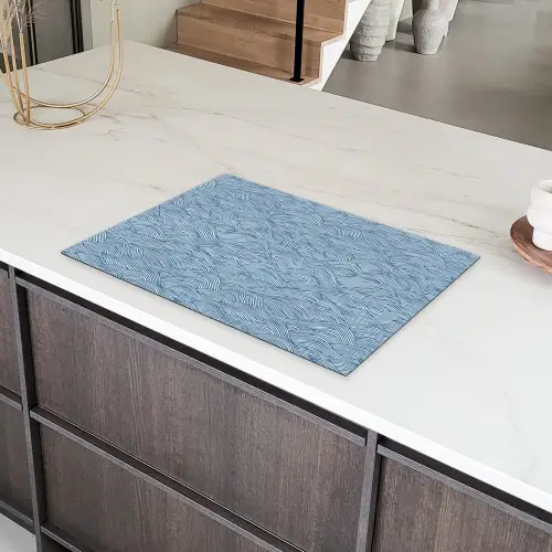 Golven - Ritmisch - Blauw Inductie beschermer vinyl 3mm klein 276 -sfeer8