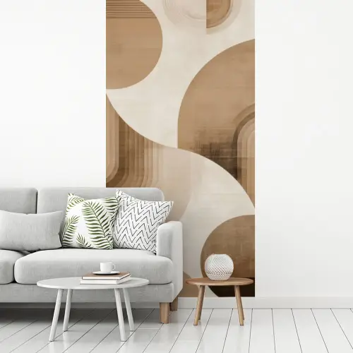 Retro - Geometrische lagen - Aardetinten fotobehang vinyl groot -woonkamer
