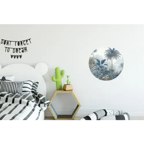Jungle - Modern - Blauw - Groen Wandcirkel aluminium klein -kinderkamer