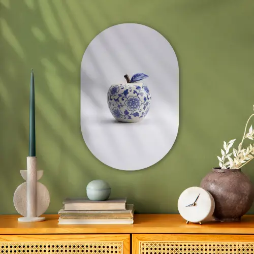 Appel - Blauw - Klassiek Wandcirkel Ovaal Forex klein -sfeer2