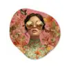 Vrouw - Bril - Roze - Bloemen Wandcirkel Organisch Aluminium middel -3d