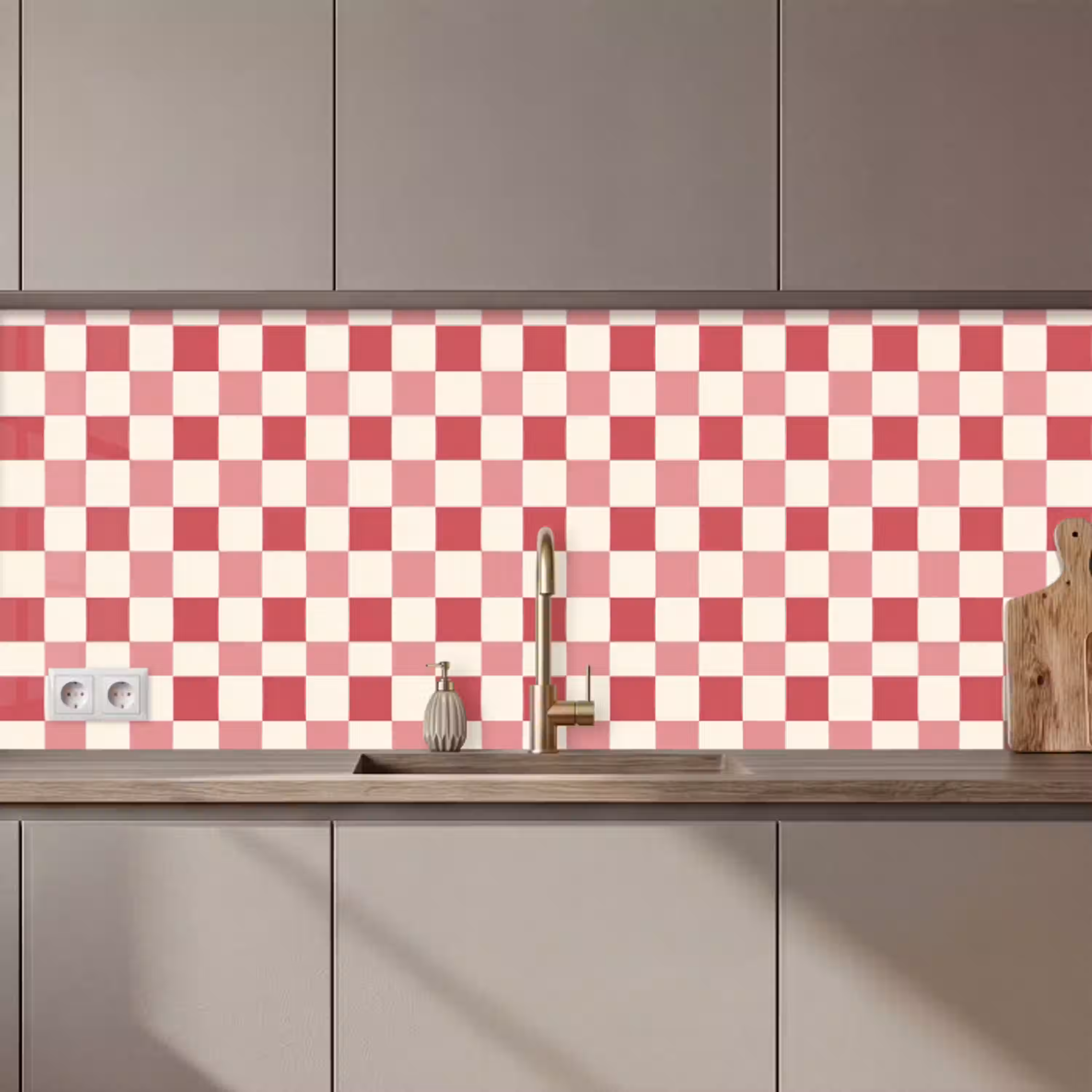 Patroon - Schaak - Roze keuken achterwand 2 middel 871 zz_3dshopping