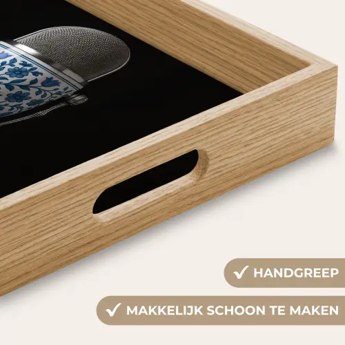 Microfoon - Delfts blauw - Muziek Dienblad Rechthoek middel -USP_HandgreepNL