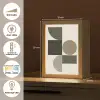 Aardetinten - Abstracte compositie - Eenvoudige vormen Light Box met kabel (Tafellamp) klein -USP_FR