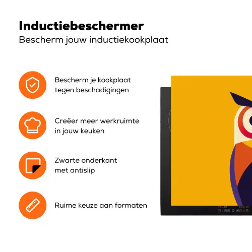 Uil - Grafisch - Kleurrijk - Ogen Inductie beschermer vinyl 3mm klein -zzzzzzz-td-ups