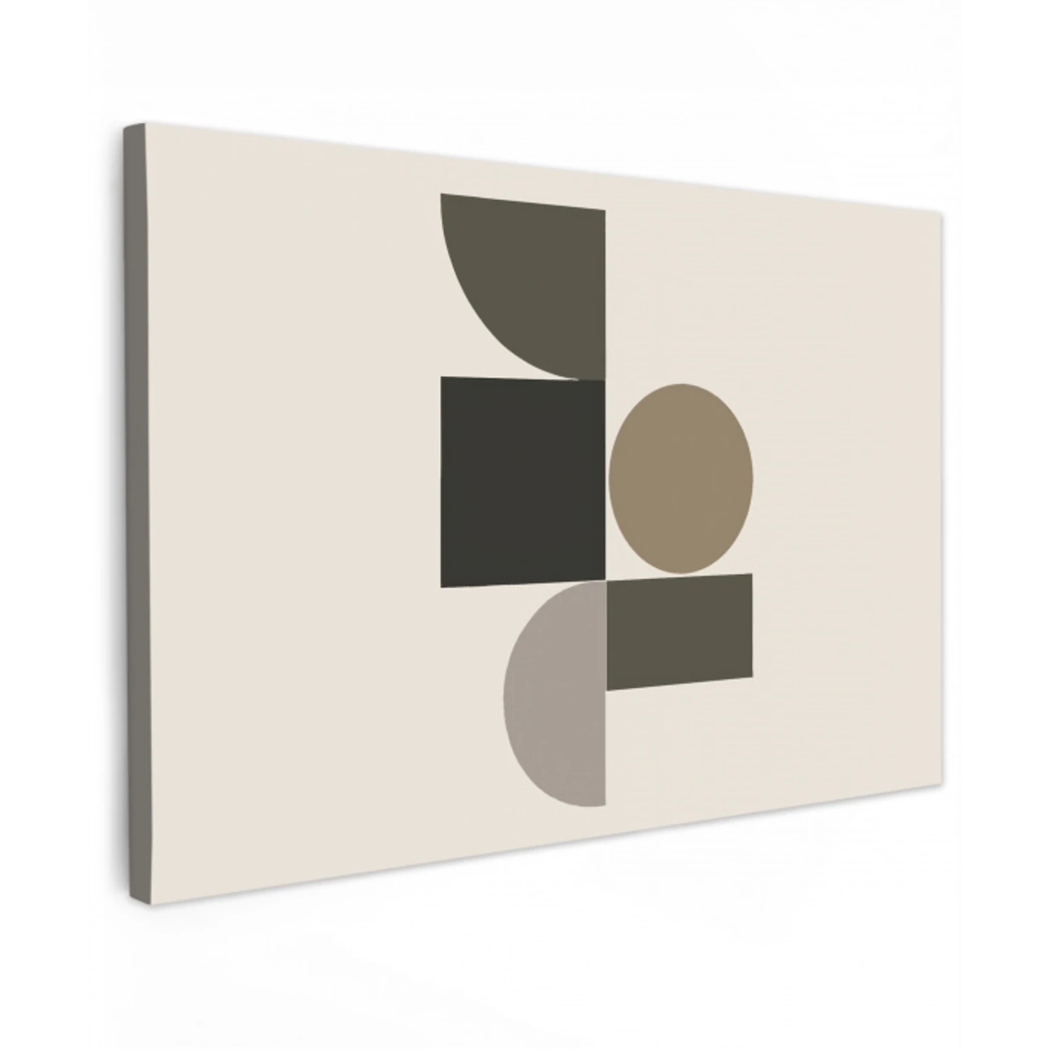 Aardetinten - Abstracte compositie - Eenvoudige vormen canvas 2cm klein -z3d