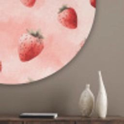 Aardbei - Patroon - Roze Akoestische PET Vilt - Rond klein 838 -sfeer5_closeup