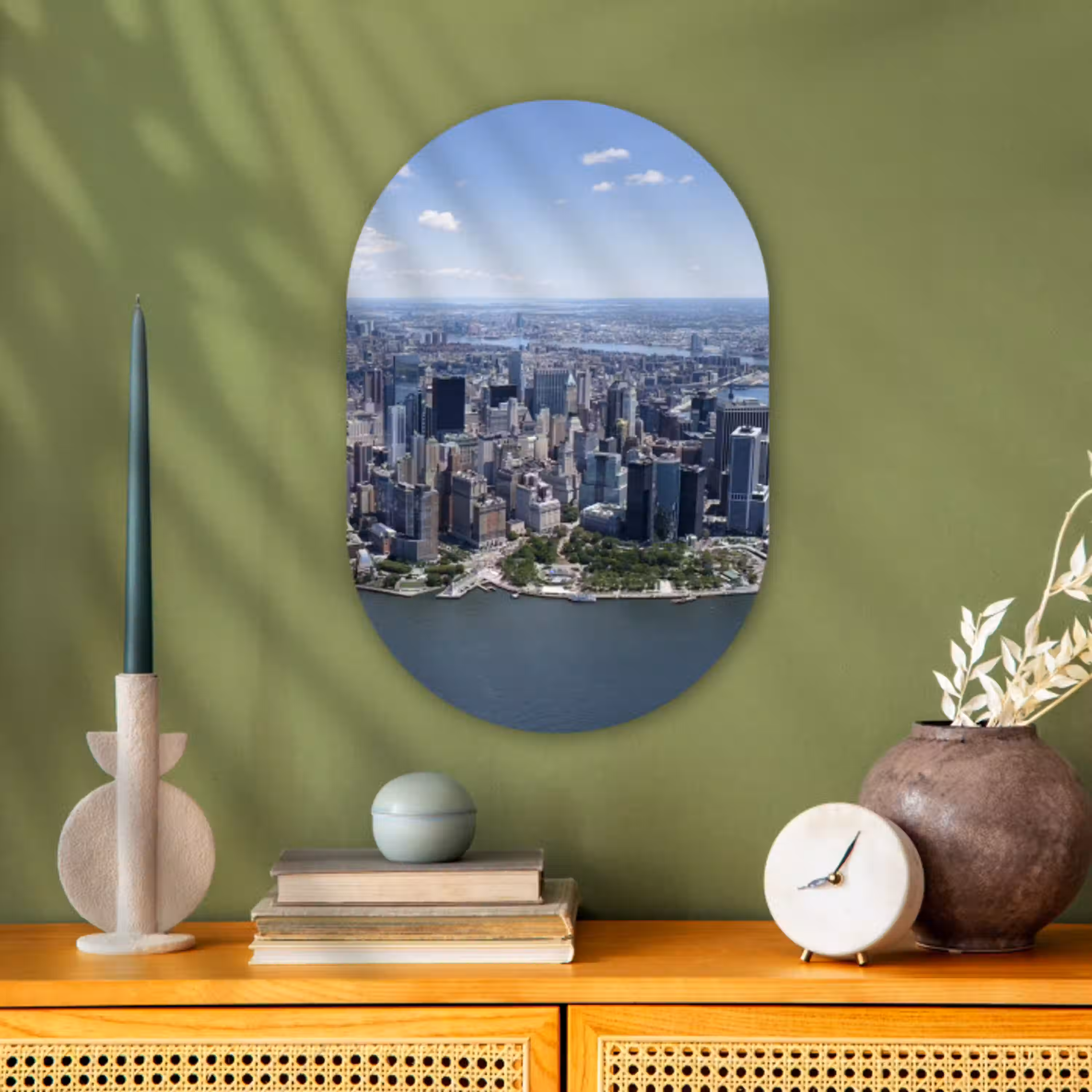 New York - USA - Skyline Wandcirkel Ovaal Forex klein -sfeer2