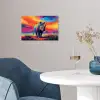 Neushoorn - Zonsondergang - Savanna - Kleurrijk poster papier klein -sfeer3