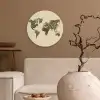 Wereldkaart - Kruiden - Kleurrijk Wandcirkel kunststof plaat 5mm dik klein -sfeer1