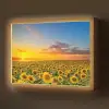 Bloemen - Zonnebloem - Zonsondergang - Nacht - Oranje Light Box met batterij (Wandlamp) middel -z3d_website