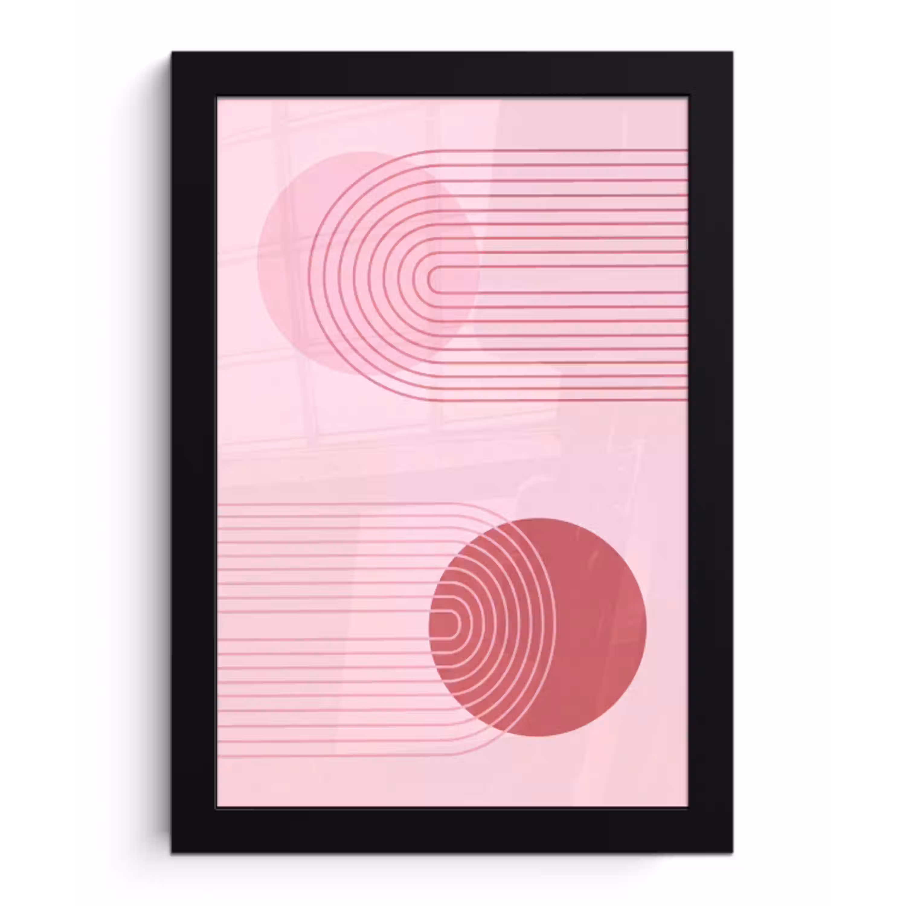 Vormen - Lijnen - Minimalistisch - Roze fotolijst zwart zonder passe partout klein -3d