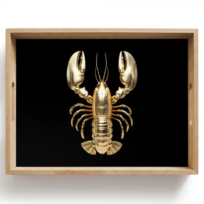 Kreeft - Goud - Textuur - Zwart Dienblad Rechthoek middel -z3d_shopping
