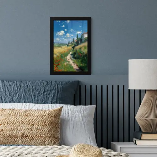 Zandpad - Huis - Bomen - Grasveld fotolijst zwart zonder passe partout klein -sfeer3