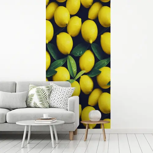 Gele - Citroenen - Druppels - Fruit fotobehang vinyl groot 64 -woonkamer