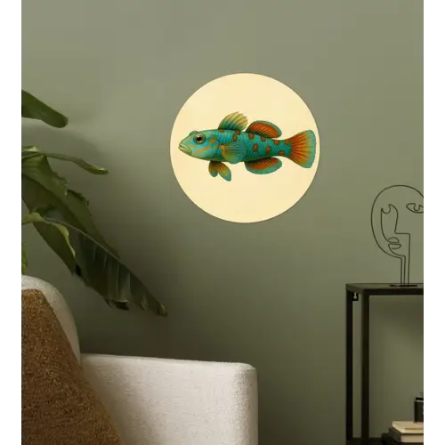 Vis - Blauw - Stippen - Schubben Wandcirkel behangsticker klein -sfeer2
