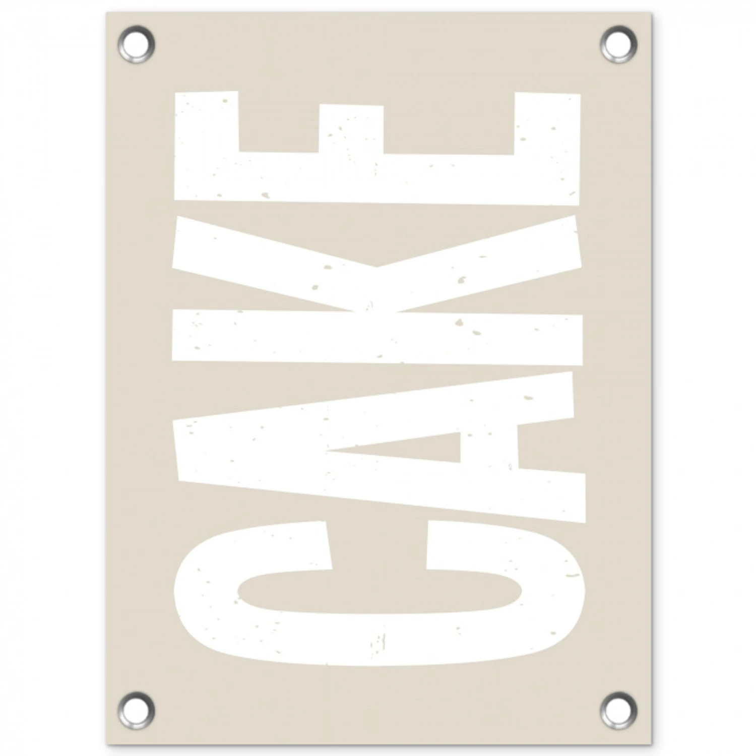 Cake - Woord - Japandi - Wit tuinposter los doek klein -3d