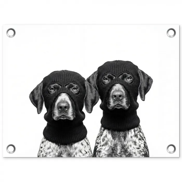 Honden - Bivakmuts - Zwart - wit tuinposter los doek klein -3d