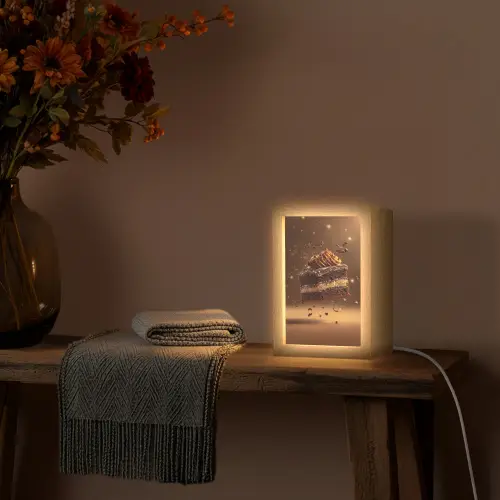Taart - Chocolade - Eten - Brownie Light Box met kabel (Tafellamp) klein -sfeer4