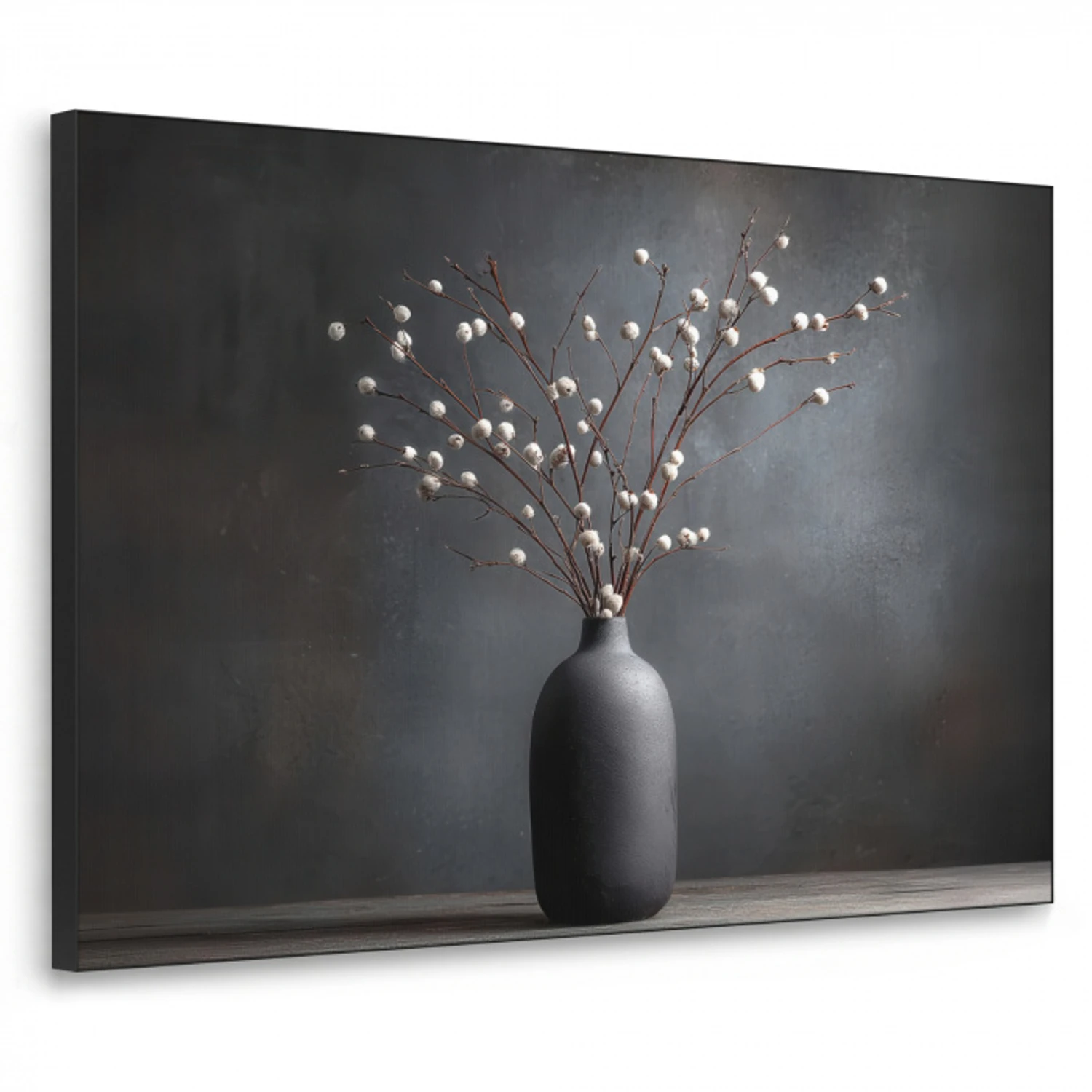 Takken - Vaas - Bolletjes - Wit Textielframe zwart klein -3d