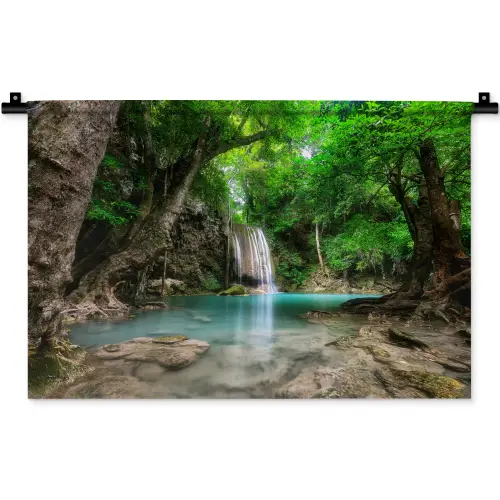 Jungle - Waterval - Planten - Water - Natuur Wandkleed katoen klein -zz3d