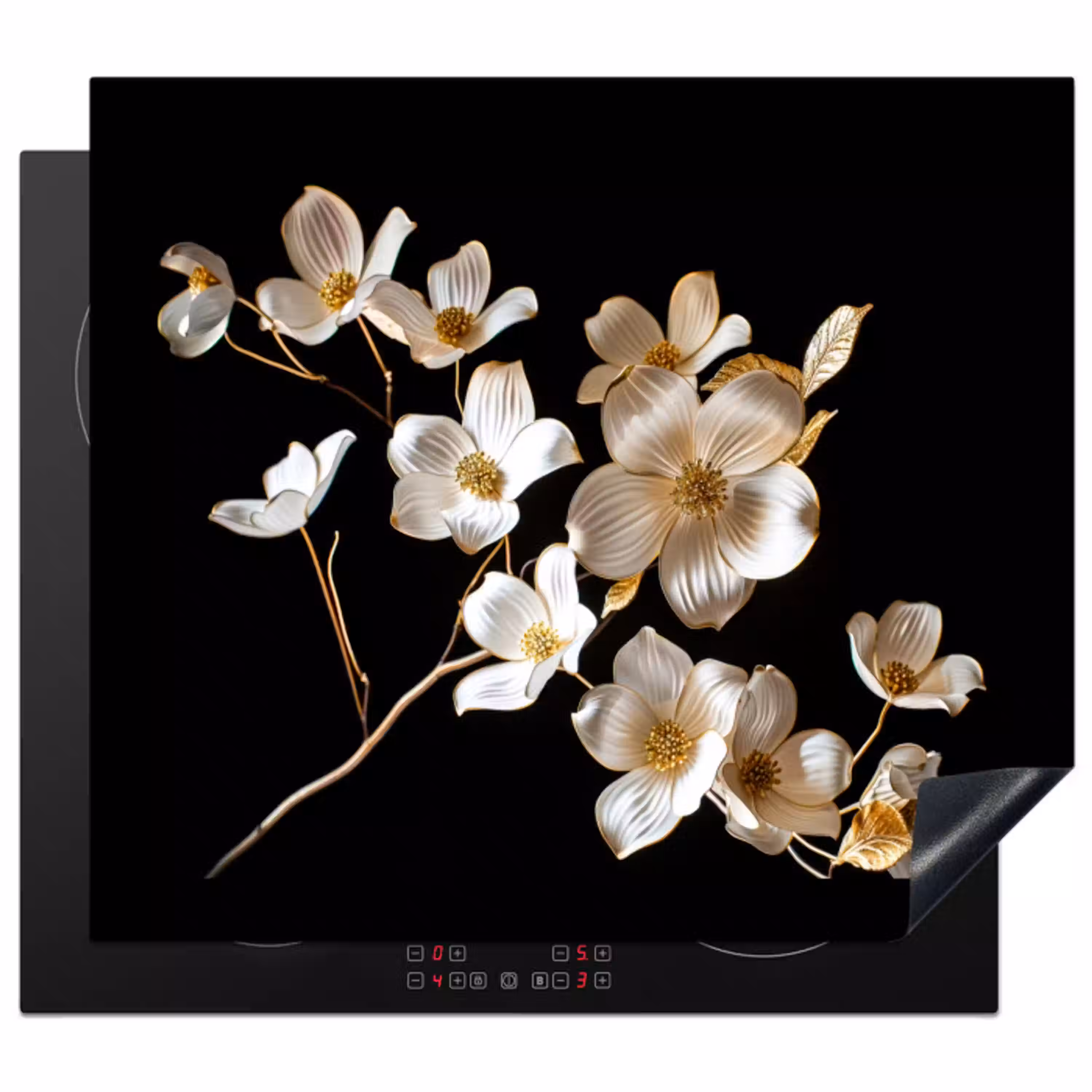 Elegantie in Ivoor en Goud Inductie beschermer vinyl 3mm middel -3d