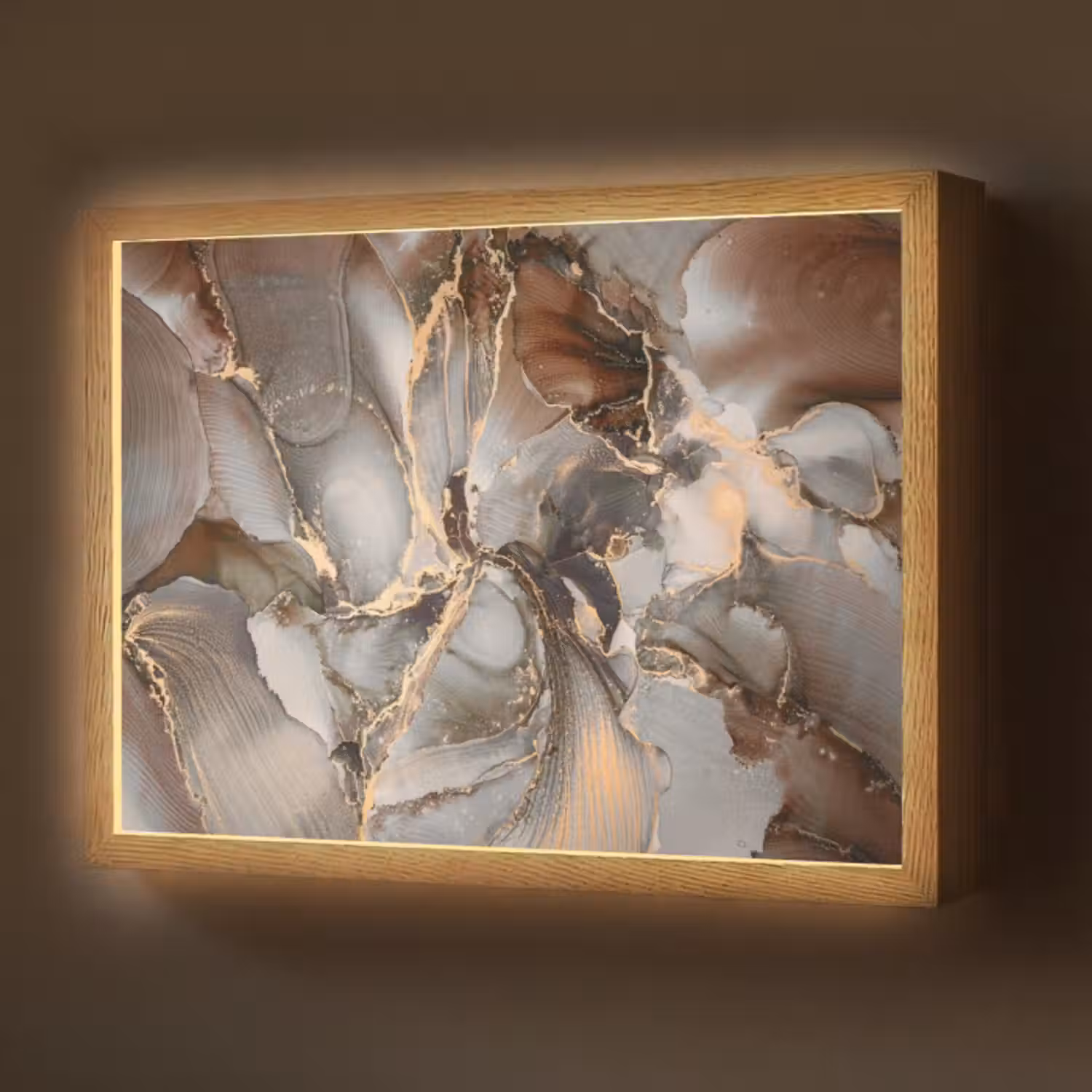 Lightbox - Wandlamp - Grijs - Goud - Marmer - Marmerlook