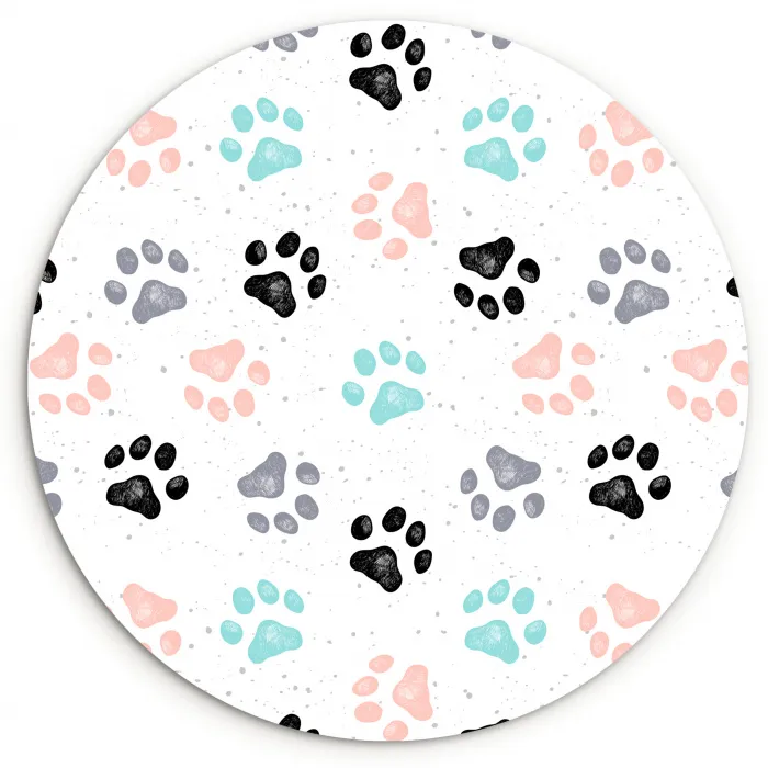 Paw - Pattern - Color Wandcirkel kunststof plaat 5mm dik klein 188 -3d