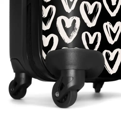 Crèmekleurige harten op zwart NBS - Handbagage koffer - Volwassenen Unisex middel -wiel