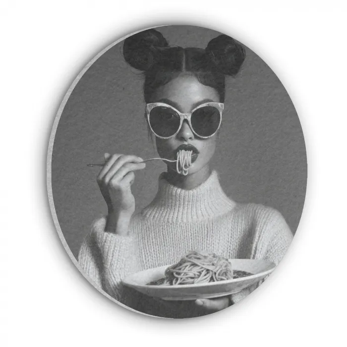 Vrouw - Pasta - Zonnebril Akoestische PET Vilt - Rond klein -3d