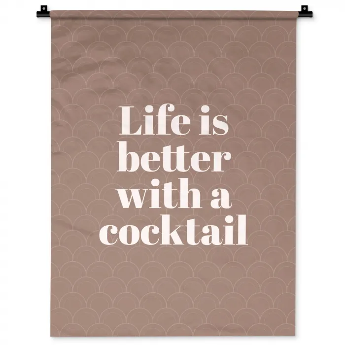 Cocktail - Tekst - Patroon - Wit Wandkleed katoen klein -zz3d
