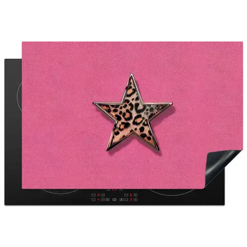 Ster - Luipaard - Print - Roze Inductie beschermer vinyl 3mm klein -3d