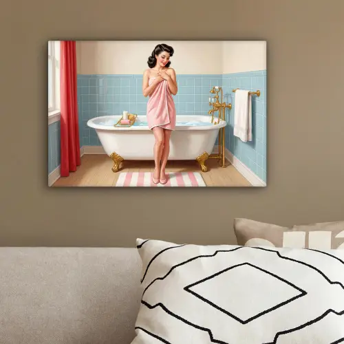 Badkamer - Vrouw - Roze canvas 2cm klein -sfeer3