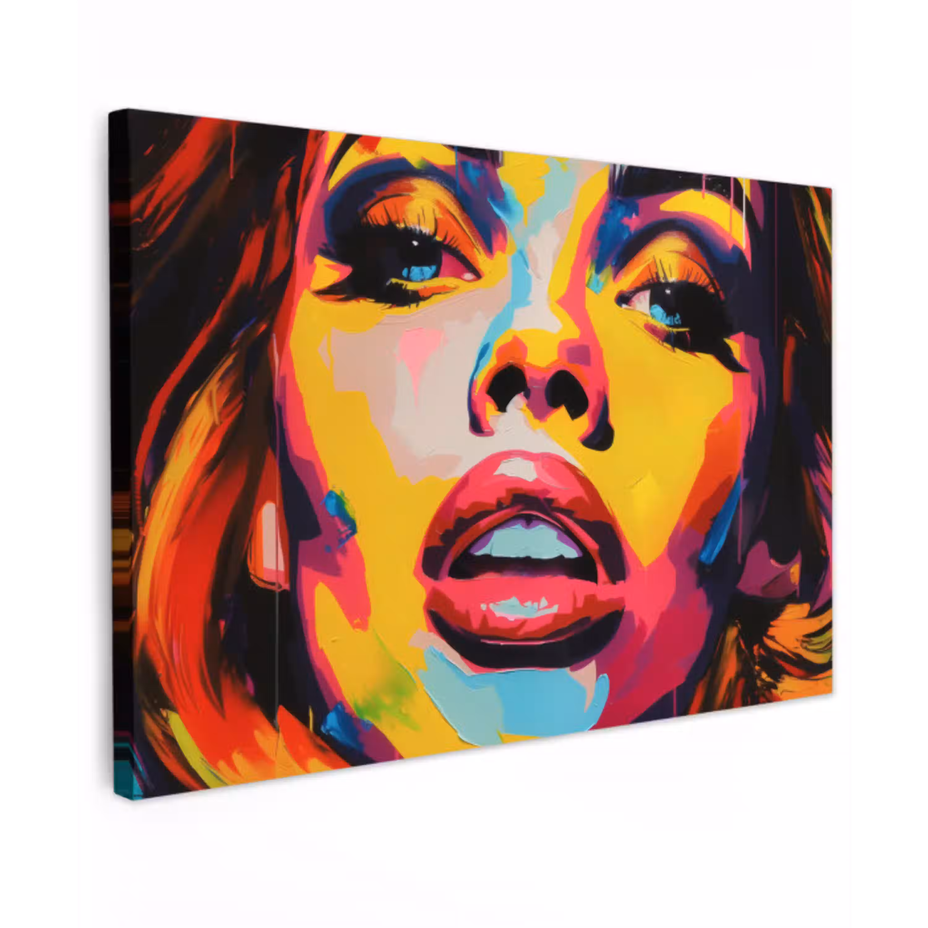 Vrouw - Gezicht - Kleurrijk canvas 2cm klein -z3d