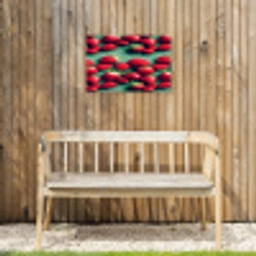 Aardbeien - Rood - Groen - Kroontjes Tuinposter op houten frame 2 cm dik klein 845 -sfeer4