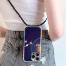 Planetenstelsel - Ruimte - Illustratie Hoesje iPhone 16 Pro Max met koord klein -sfeer5