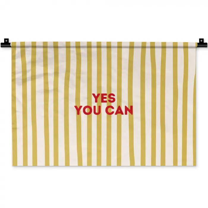 Strepen - Abstract - Yes you can - Rood Wandkleed katoen klein -zz3d