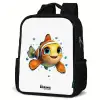 Clownvis met bellen op witte achtergrond Rugzak - Zwart middel -schuin