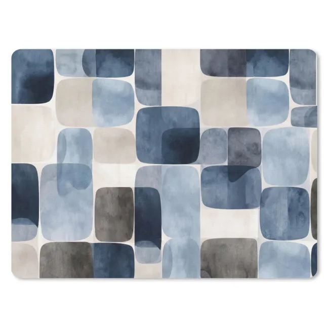 Muismat - Patroon - Blauw - Vierkanten