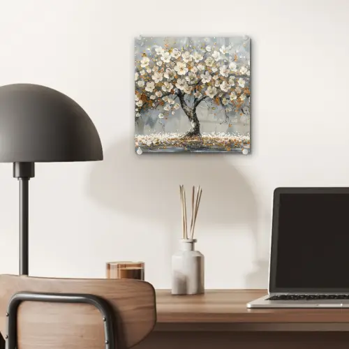 Boom - Bloemen - Wit - Natuur - Kunst plexiglas 5mm klein -sfeer6
