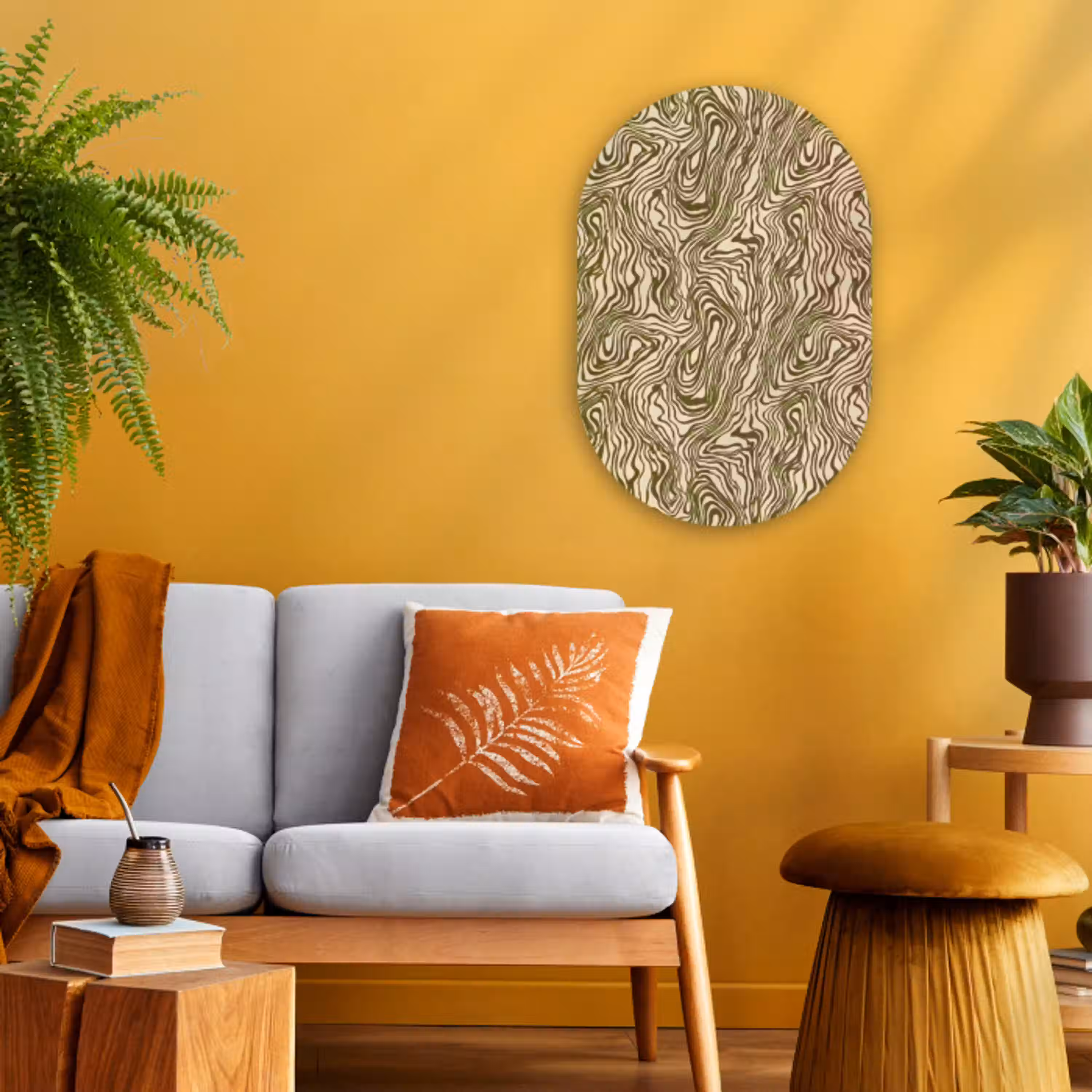 Abstract - Marmer - Groen Wandcirkel Ovaal Forex klein 630 -sfeer4