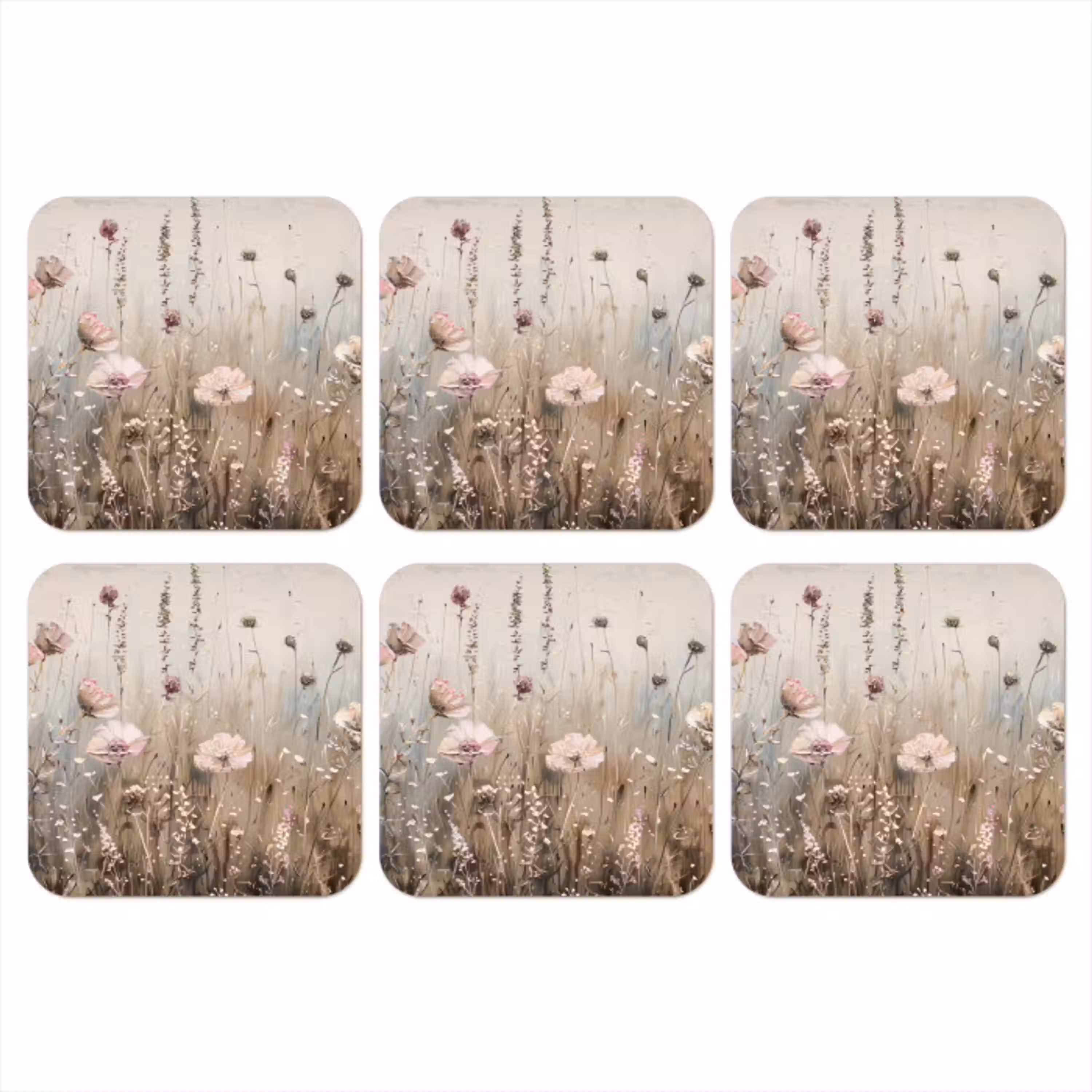 Bloemen - Roze - Modern - Beige onderzetter kurk middel -3d