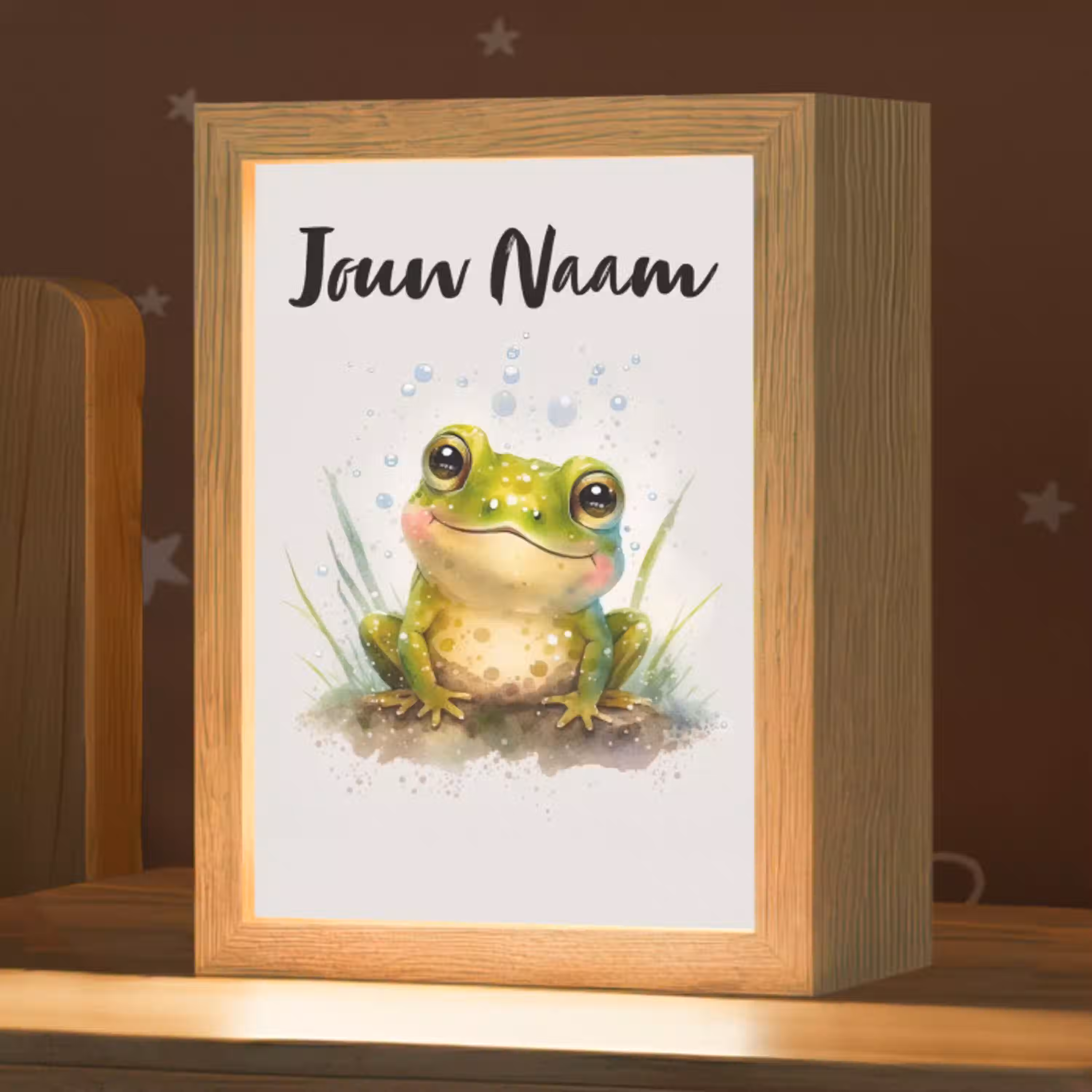 Kikker - Groen - Waterverf - Dieren - Jongen - Meisje Light Box met kabel (Kinderlampje) klein -zzz_3d_website