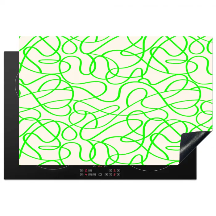 Groen - Lijnen - Abstract - Neon Inductie beschermer vinyl 3mm klein 276 -3d