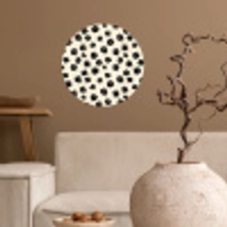 Madeliefjes - Grafisch - Zwart - Beige Wandcirkel behangsticker klein 186 -sfeer1