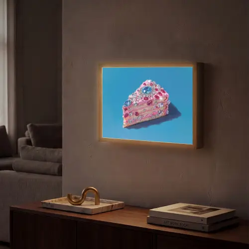 Taart - Edelstenen - Glitters - Roze Light Box met batterij (Wandlamp) middel -sfeer1